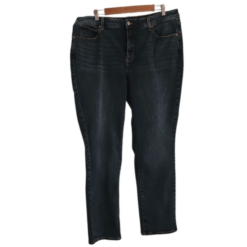 Talbots Straight Leg Jeans 18W Dark Wash Stretch Denim Plus Sz Classic Fit NWOT